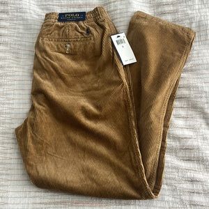 NWT Men Polo Khaki Corduroy Pants Drawstring Size Small MSRP $98